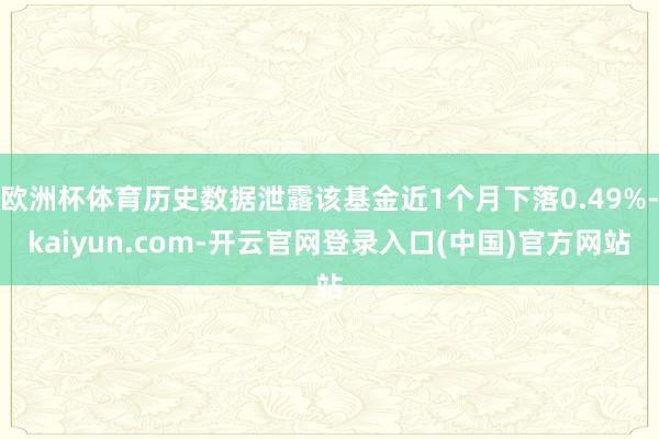 欧洲杯体育历史数据泄露该基金近1个月下落0.49%-kaiyun.com-开云官网登录入口(中国)官方网站
