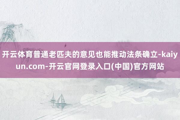 开云体育普通老匹夫的意见也能推动法条确立-kaiyun.com-开云官网登录入口(中国)官方网站